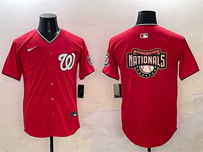 Men%27s Washington Nationals Team Big Logo Red Limited Stitched Jersey->mlb womens jerseys->MLB Jersey